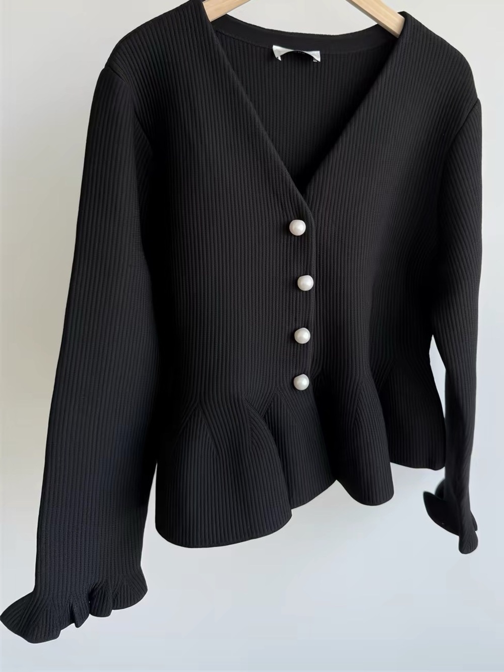 Sandro Peplum cardigan Black V-Neck Peplum Button, XS S M L - Picture 3 of 5